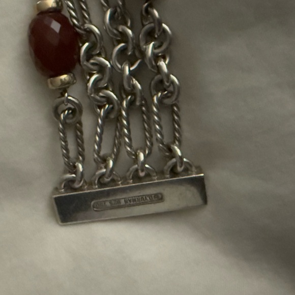 David Yurman Carnelian Bracelet in 18kt Yellow Gold/Sterling Silver - Picture 3 of 4